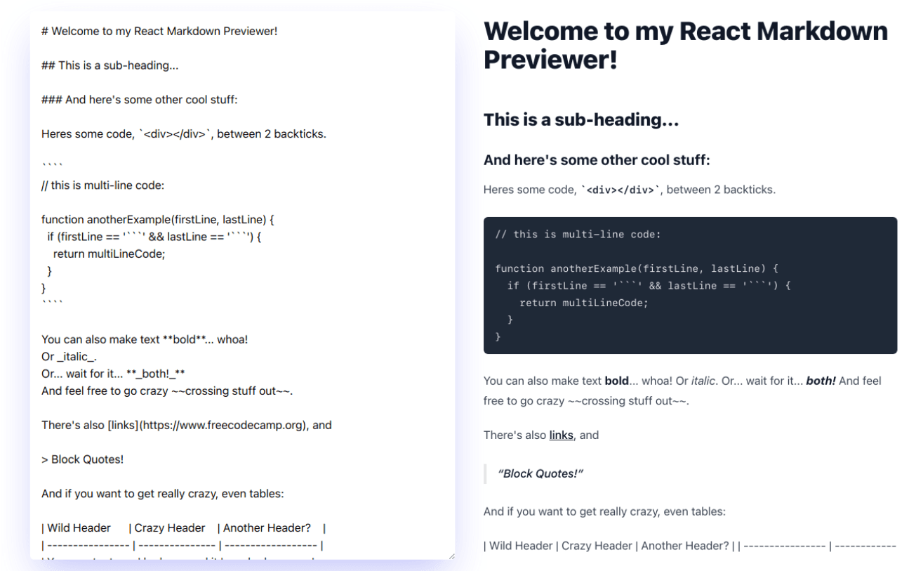 Markdown React App